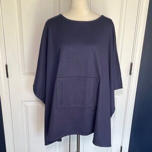 Liz Claiborne Navy Blue Poncho Top with Front Pockets Size Small/Medium